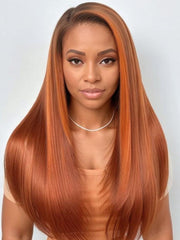 13x4 Pre-Everything? Lace Frontal Black Cherry Perfect Melt Layered Straight Wig