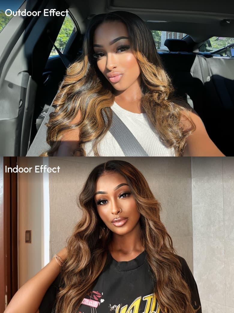 7x5 Bye Bye Knots? Glueless Lace Wig Balayage Highlight Body Wave Wig