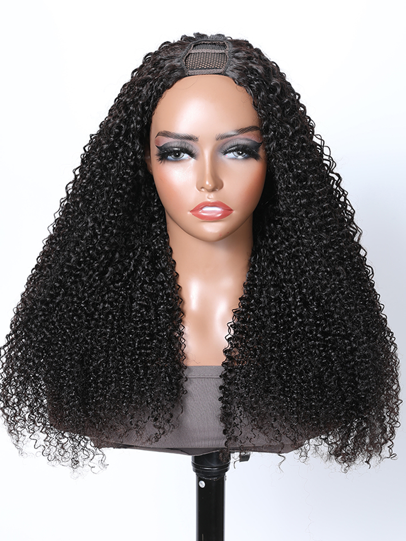[22"=$119] Kinky Curly 0 Skill Needed Natural Scalp Wig U Part Wig No Gel NO Leave Out