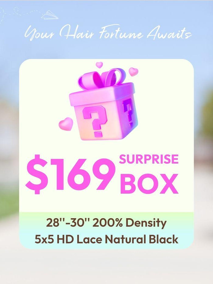 Petaluxe $169 Surprise Box Get 28''-30'' 200% Density 5x5 HD Lace Natural Black Wig Value $399-$499