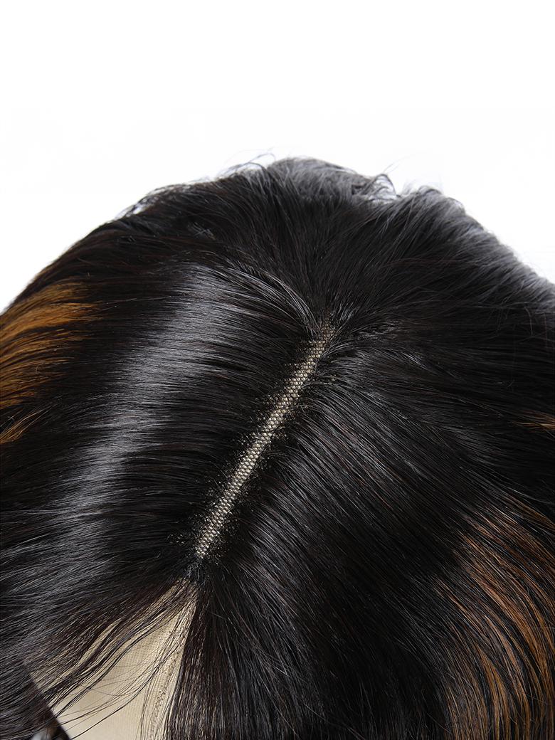 V Part Body Wave Shadow Root Balayage Highlight Colored Glueless Wig