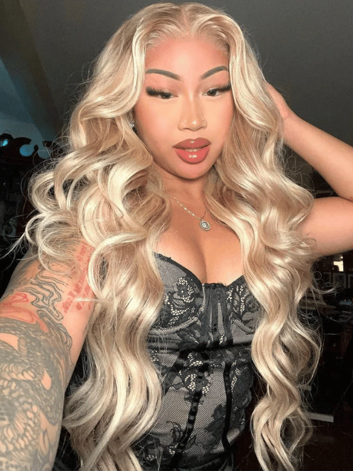 Petaluxe [24"=$129]13x4 Pre-Everything? Lace Front Body Wave Glossy Blonde Wig 150% Density US Only