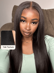 7x5 Bye Bye Knots Wig Glueless Lace Black Yaki Wig With Bleached Knots Bouncy 150% Density