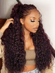 13x4 Pre-Everything? Lace Frontal Black Cherry Water Wave Glueless Drawstring Wig