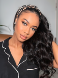 Petaluxe Glueless Body Wave Headband Wigs 150% Density Bouncy Human Hair Wig