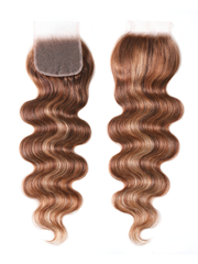 Honey Blonde Highlighted Body Wave 4x4 Free Part Closure