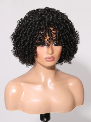 Tight Ringlests Curly Fringe Glueless Short Wig 150% Density