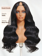 InvisiBlend™ V part Natural Black Glueless Body Wave Wig Protect Your Natural Hair