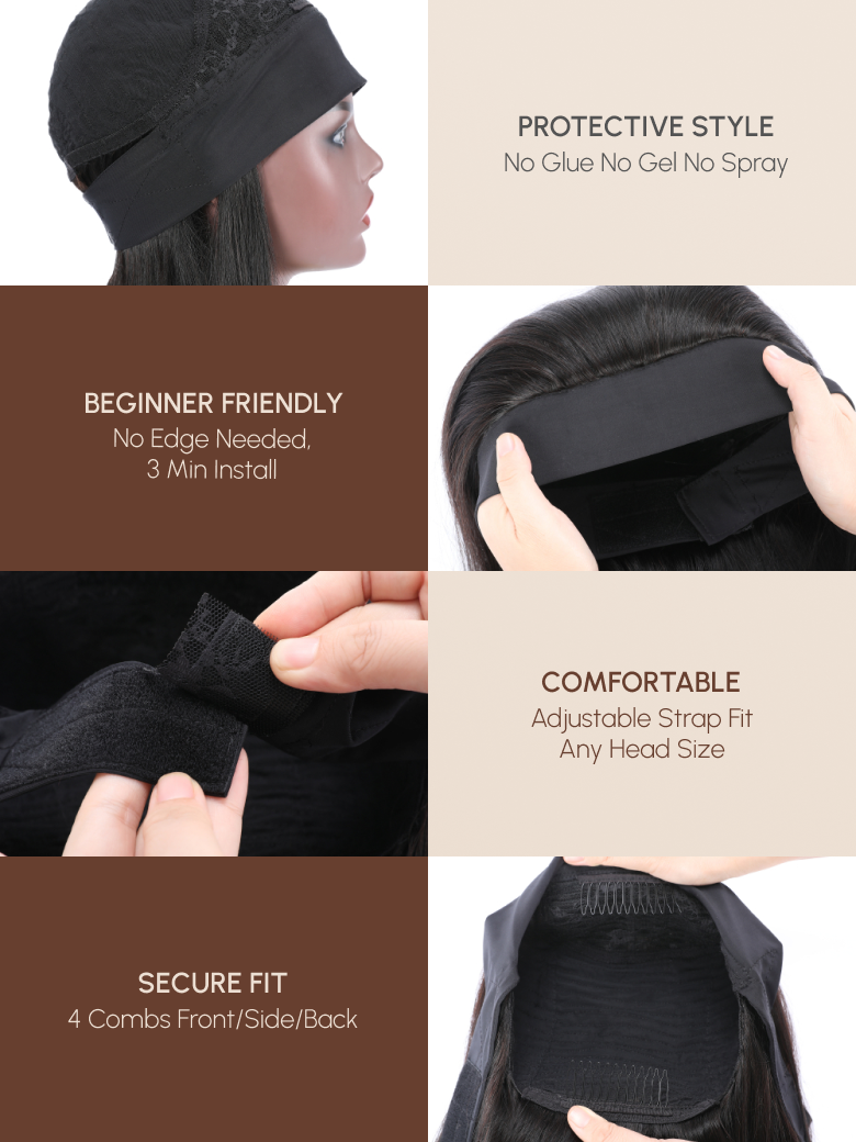 Balayage Highlight Ombre Color Body Wave Headband Wig 150% Density