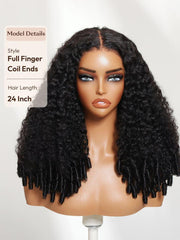 Bye-Bye Slip 7x5 Lace & 13x4 Pre-Everything Curly Texture Premium Hair Drawstring Wig With Finger Coil Ends
