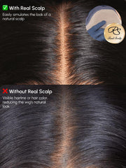 HD Real Scalp? Wig 13x4 Invisible Lace Frontal Loose Wave with Face Framing Curtain Bangs