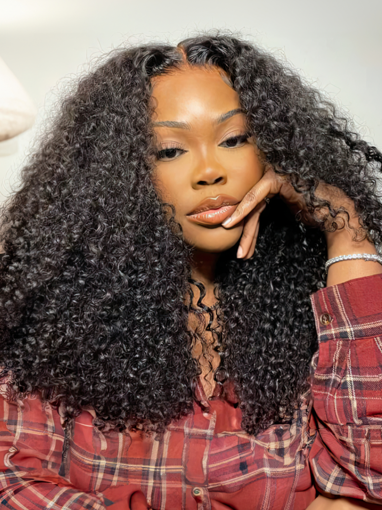 [22"=$119] Kinky Curly 0 Skill Needed Natural Scalp Wig U Part Wig No Gel NO Leave Out