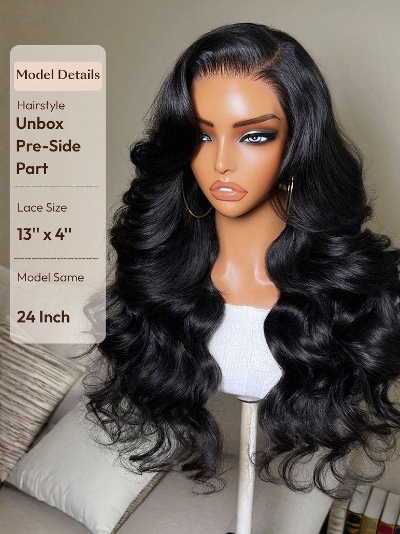 13x4 Pre-Everything? Wig With Loose Wave Face-Framing Layers And Side-Swept Bangs With Drawstring