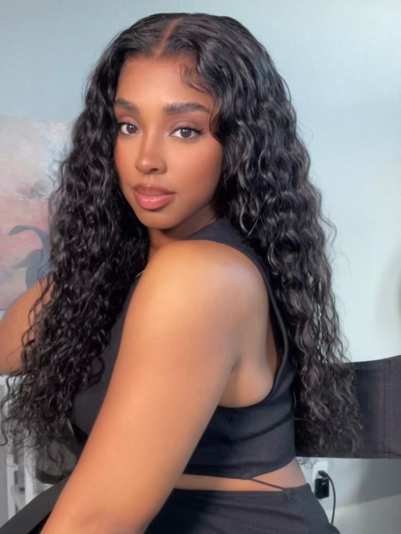 Bye-Bye Knots Wig 7x5 Lace Reddish Brown And Natural Color Water Wave Wig