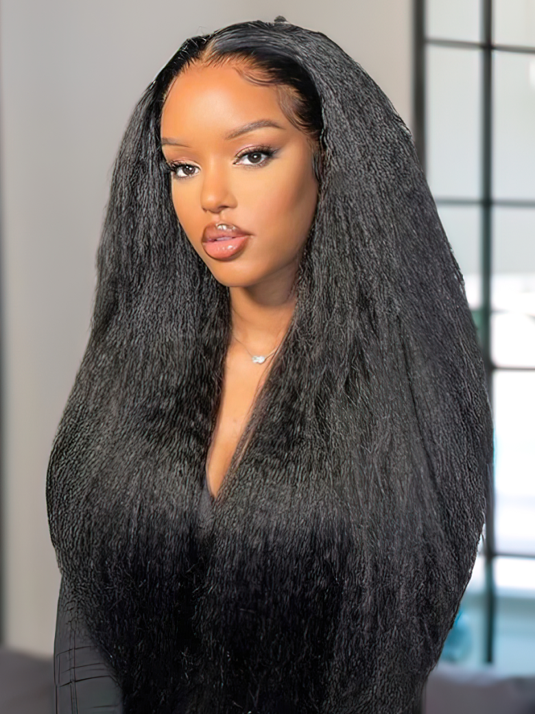 Beginner Friendly Kinky Straight U Part Glueless Wig Brazilian Natural Black Wig