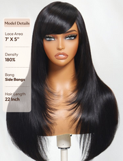 Bye-Bye Knots 7x5 Lace Layered Straight Wig With Side Bangs