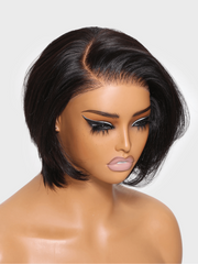 Bye-Bye Knots Wig 7x5 Lace Black Feathered Bob Wig