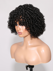 Tight Ringlests Curly Fringe Glueless Short Wig 150% Density