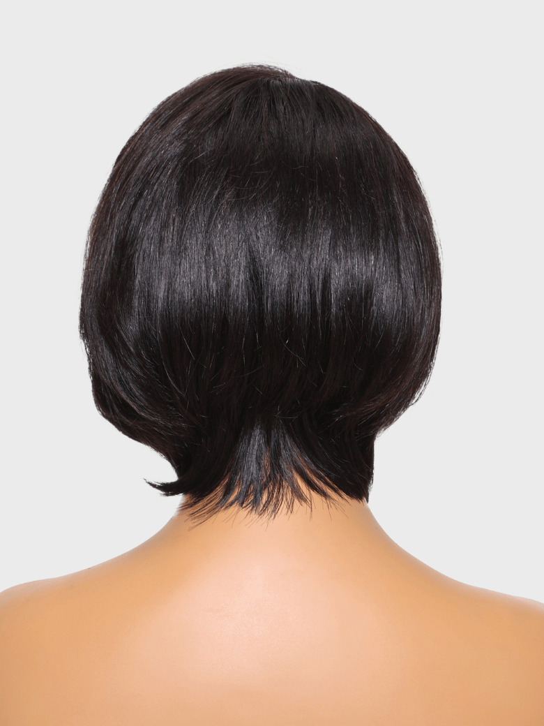 Bye-Bye Knots Wig 7x5 Lace Black Feathered Bob Wig