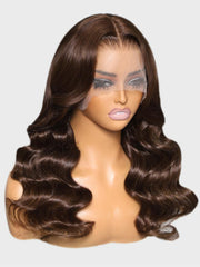 22 Inch 13x4 Lace Front Hot Chocolate Brunette Body Wave Wig