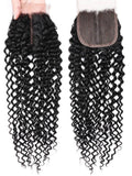 Petaluxe Virgin Human Hair Upgrade Lace Closure Jerry Curly 4x0.75" Middle Part Top Lace Closure Natural Black Color
