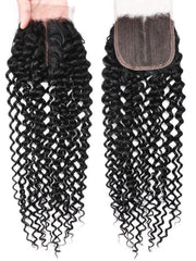 Virgin Human Hair Upgrade Lace Closure Jerry Curly 4x0.75" Middle Part Top Lace Closure Natural Black Color