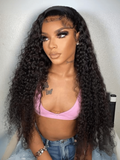 Petaluxe 200% Density Natural Curly Clear HD Glueless Lace Wig Human Hair 13x4 Frontal Wig