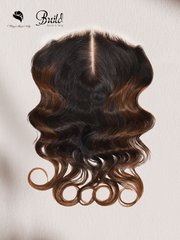 Black to Chestnut Brown Ombre Body Wave Replaceable Lace Closure For Magic Lace Wig