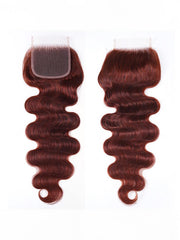 Dark Auburn Body Wave Remy Human Hair 4 Bundles With Closure Deal