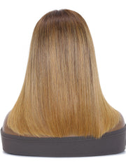 Ombre Brown Layered Lob Lace Front Wig