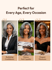 Boss-Vibe Salt and Pepper Blowout Layered Bob Glueless Wig 6.5x1.5 Side Part Lace