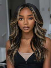 Bye-Bye Knots Wig 7x5 Lace Loose Wave Butterscotch Highlights Brown Wig 150% Density