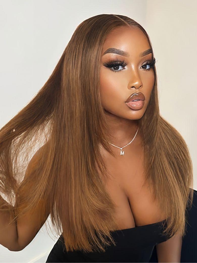 [24"=$99] 7x5 Bye-Bye Knots Caramel Blonde Layered Straight Wig