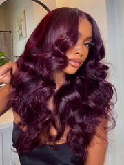 7x5 Bye-Bye Knots? & 13x4 Pre-Everything? Lace Frontal Black Cherry Layered Straight Wig