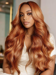 Pumpkin Spice 13x4 Pre-Everything? Lace Frontal Side Part Loose Wave Drawstring Wig with Face Framing Layers