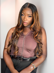 Balayage Ombre Highlight Body Wave 4x4 Free Part Lace Closure 1 Piece