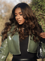 Brown Balayage 4x4 Lace Closure With 3Pcs Body Wave Bundles