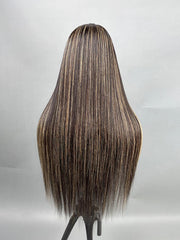 13x4 Lace Front Blonde Highlights On Dark Hair Body Wave / Straight Wig Realistic & Durable