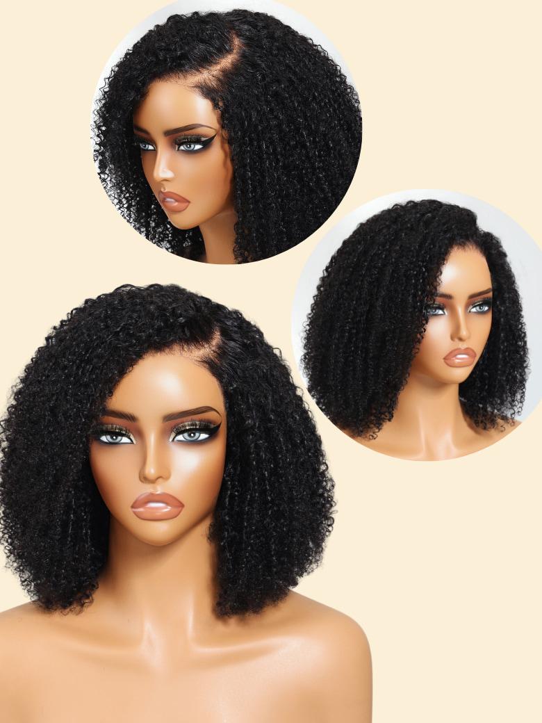Bye-Bye Knots 7x5 Lace Black Afro Kinky Curly Bob Wig