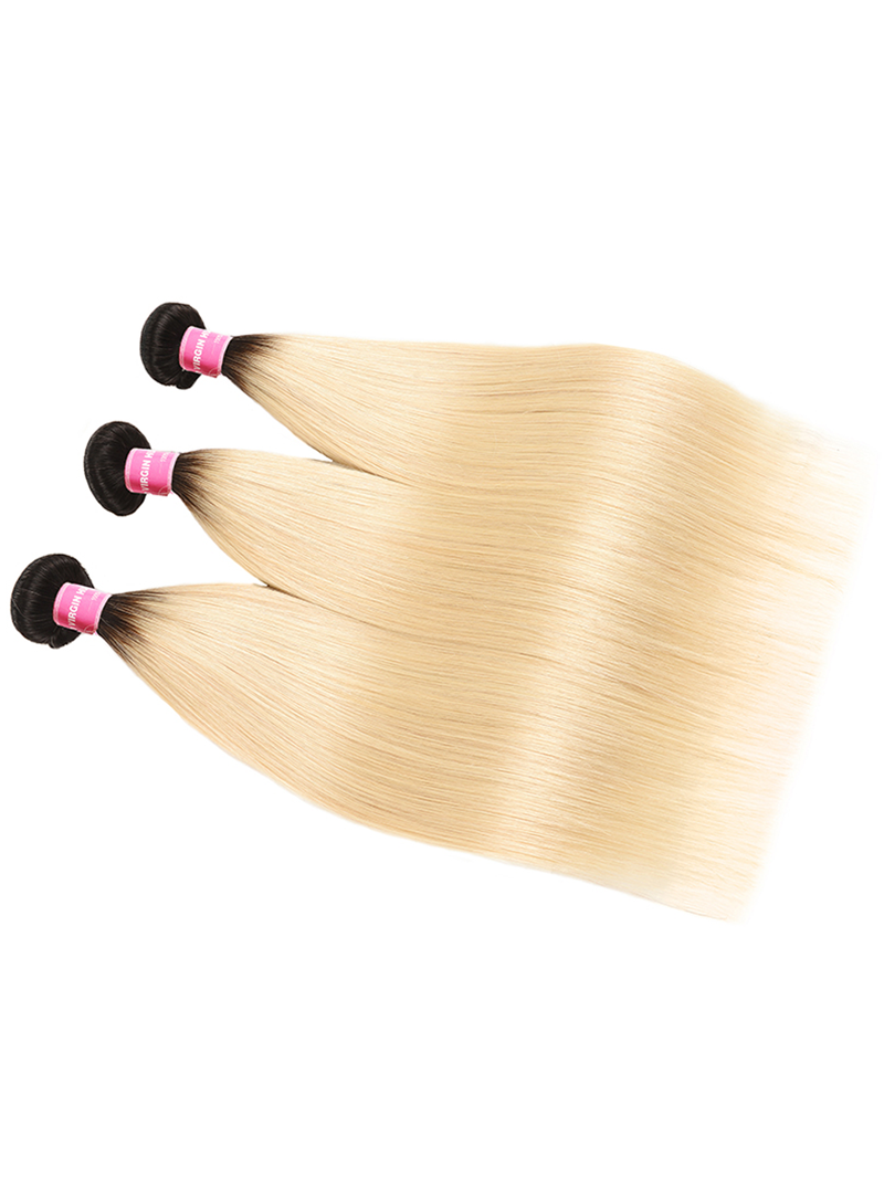 Straight Hair 3 Bundles T1b/613 Color Ombre Hair 100% Virgin Human Hair Weaves