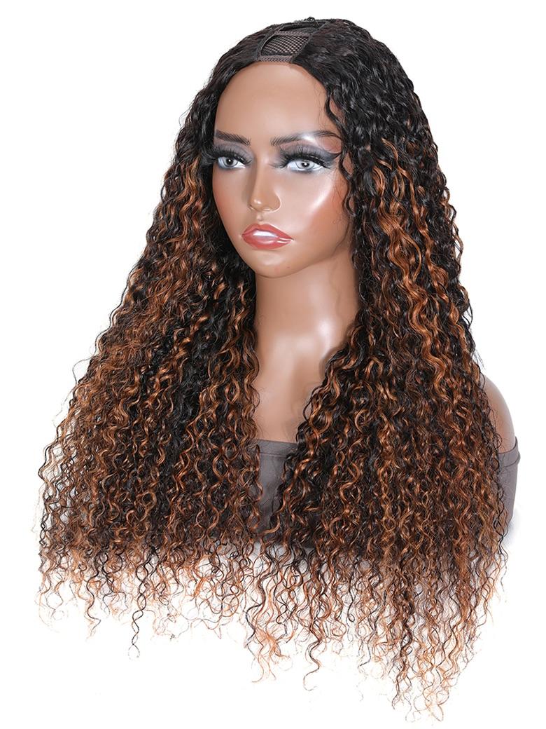 [24"=$99] Glueless Balayage Color Highlights Glueless U Part Curly Hair Beginner Friendly Wig