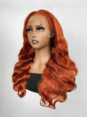 13x4 Lace Front Body Wave Wig Ginger Brown 150% Density Pre plucked Hairline