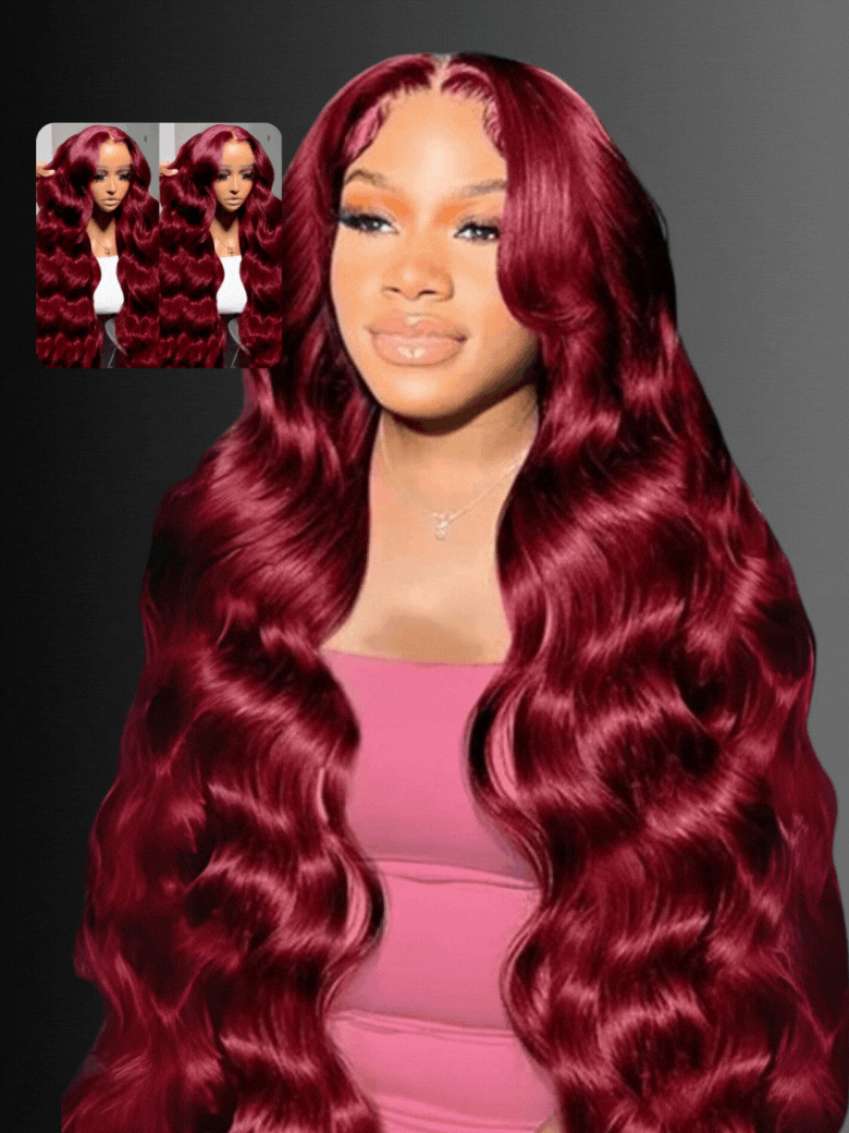 13x4 Pre-Everything Lace Frontal Burgundy Loose Wave 150% Density