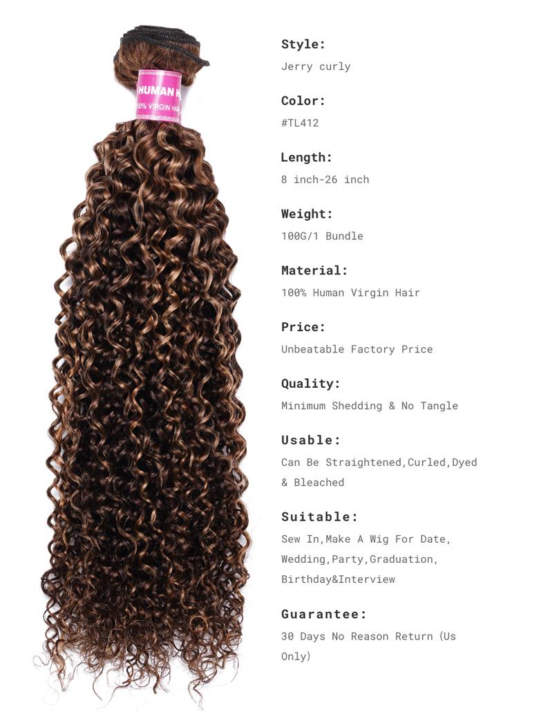 Trending Curly Hair TL412# Color 3 Pieces Human Hair Weave On Sale