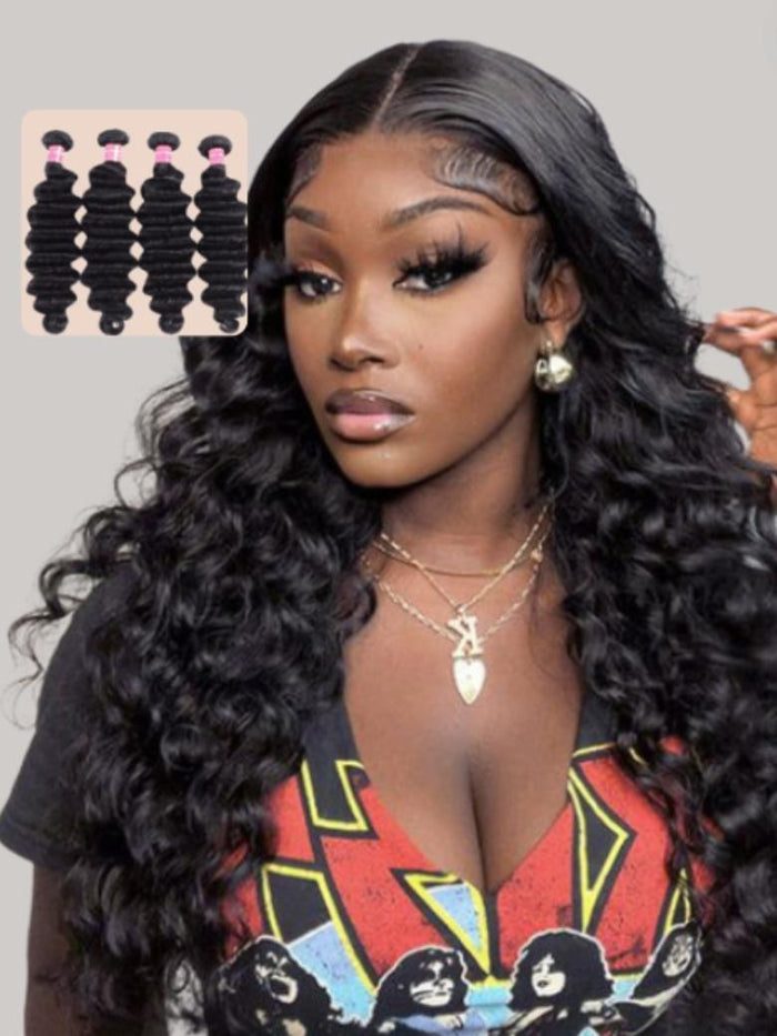 Petaluxe Hair 4pcs Loose Deep Wave Virgin Human Hair Weft