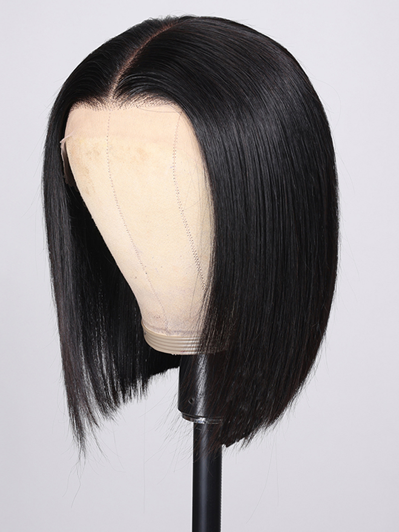 Hair Short Blunt Cut Bob Closure Wigs Super Soft