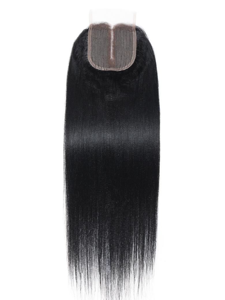 Upgrade 4x0.75 T Part Closure Black Yaki Human Hair Closure