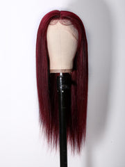99J Burgundy 13x4 Lace Wigs Human Hair 150% Density Straight Hair