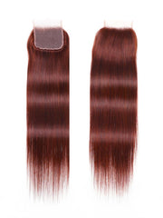 Dark Auburn Straight Remy Human Hair 4 Bundles With Closure Deal