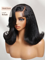 Bye-Bye Knots? 7x5 Pre-cut Lace Natural Black with Caramel Brown Highlight Yaki Straight Bob Wig